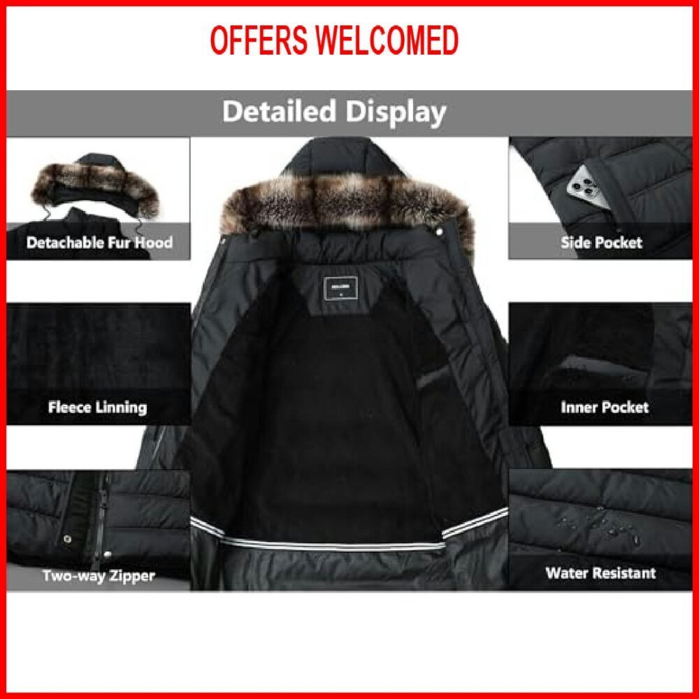 Women's Waterproof Puffer Jacket with Detachable Hood Winter Coat - Picture 6 of 8